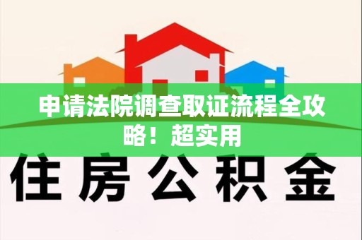 上犹申请法院调查取证流程全攻略！超实用