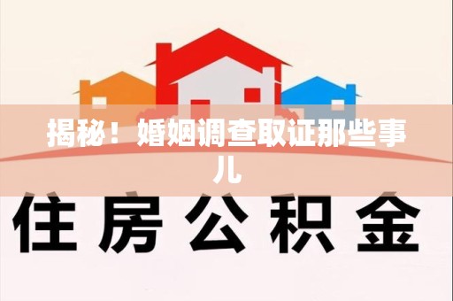 上犹揭秘！婚姻调查取证那些事儿