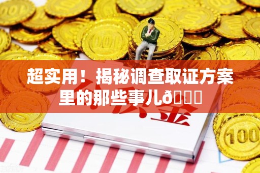 上犹超实用！揭秘调查取证方案里的那些事儿😎