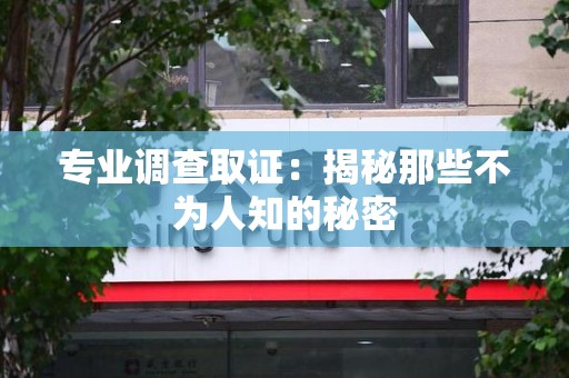 上犹专业调查取证：揭秘那些不为人知的秘密