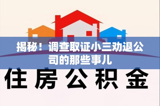 上犹揭秘！调查取证小三劝退公司的那些事儿